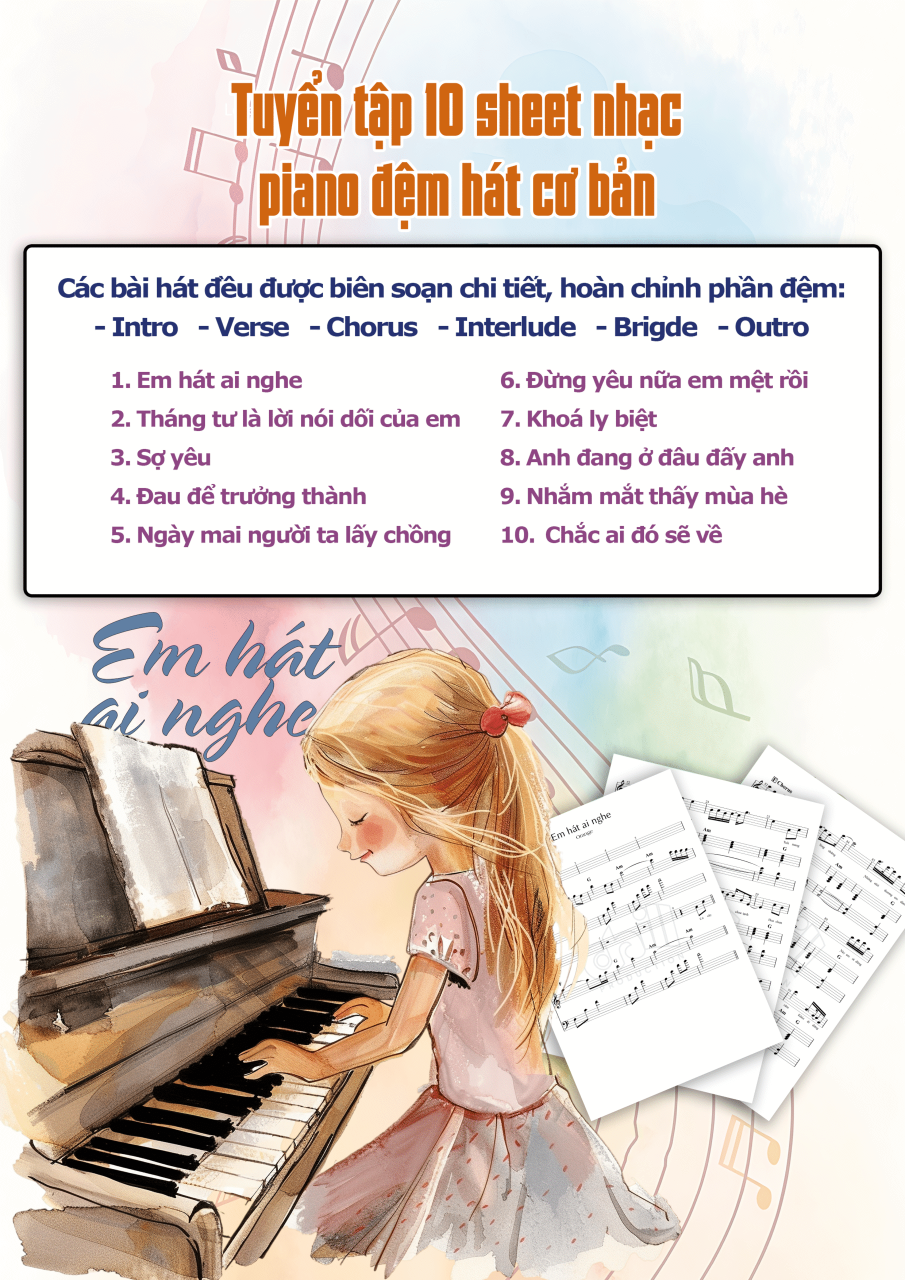 Tuyển tập 10 sheet nhạc piano đệm hát cơ bản