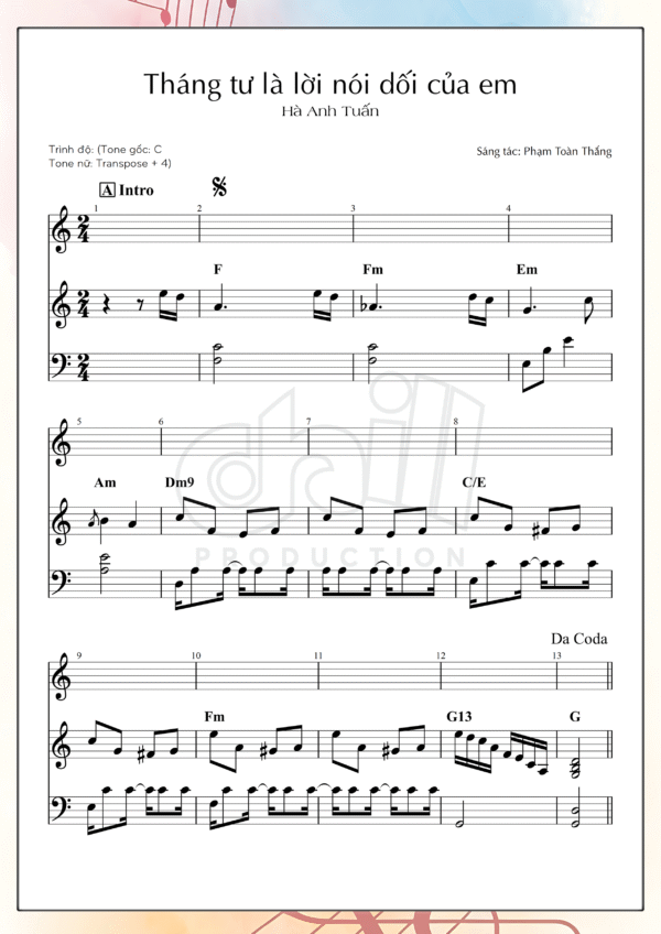 Tuyển tập 10 sheet nhạc piano đệm hát cơ bản (File PDF - Ứng dụng cho "Cao thủ piano đệm hát - level 1) - Ảnh 5