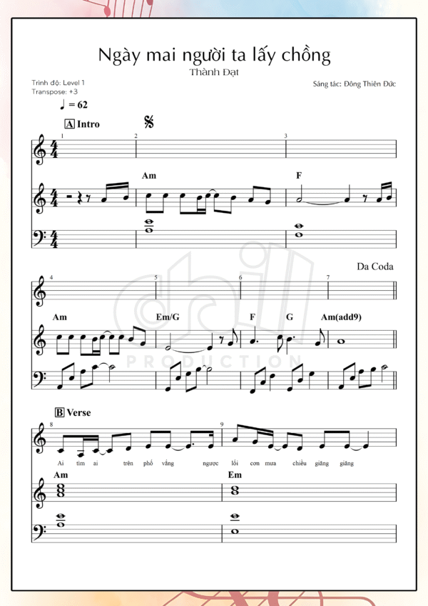 Tuyển tập 10 sheet nhạc piano đệm hát cơ bản (File PDF - Ứng dụng cho "Cao thủ piano đệm hát - level 1) - Ảnh 7